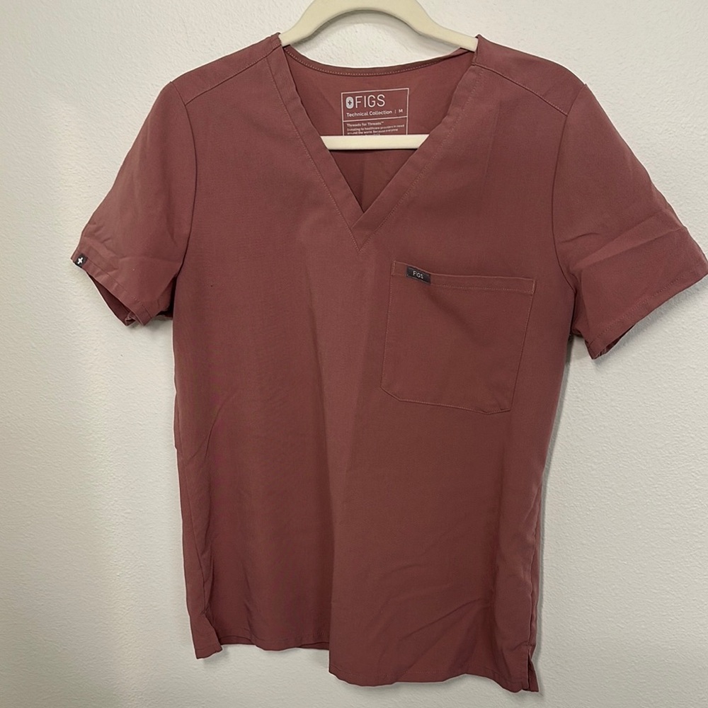 FIGS V-Neck Scrub Top - mauve